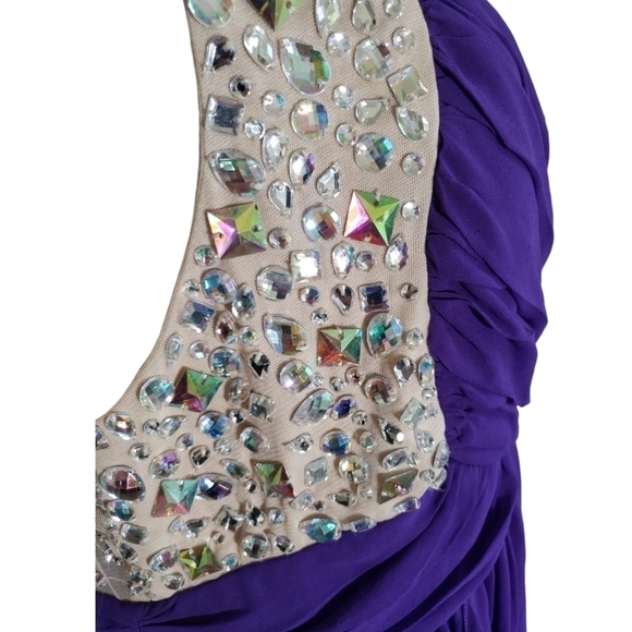 NWT Vintage Deb Purple Rhinestone Pleated Handkerchief Formal Dress Size 20 - Picture 5 of 7